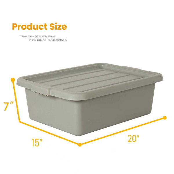 6只装 20" x 15" x 7" 9加仑肉类周转箱，带盖商用肉类收纳桶，食品级塑料多功能收纳箱，适用于洗碗、厨房备餐及餐厅仓储的重型实用容器 —— 灰色(不支持self-pick up且不支持指定仓库发货)-2