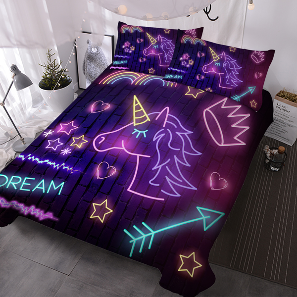 自产床品三件套 夜嗨独角兽 英国中号（temu仅可自提）-1