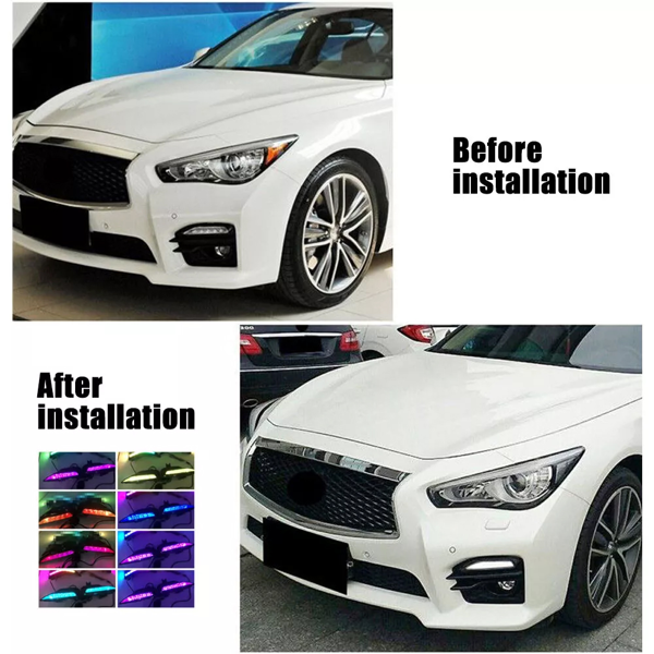 适用于英菲尼迪 Q50 Q50S Sport 2014-20 的 RGB 流水式雾灯 LED 灯，带蓝牙功能-17