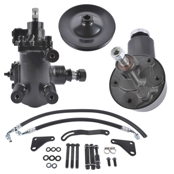 转向器套装 Power Steering Gear Box Conversion Kit Fit for Chevy Bel Air Impala 1958-1964 3913BK Black-4