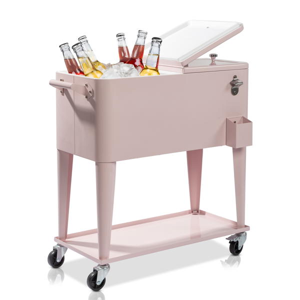 【同款编码：26565530】80qt 粉色 冷冻保温推车 87.5*39*91cm 长方形 塑料箱体 冷冻保温-1