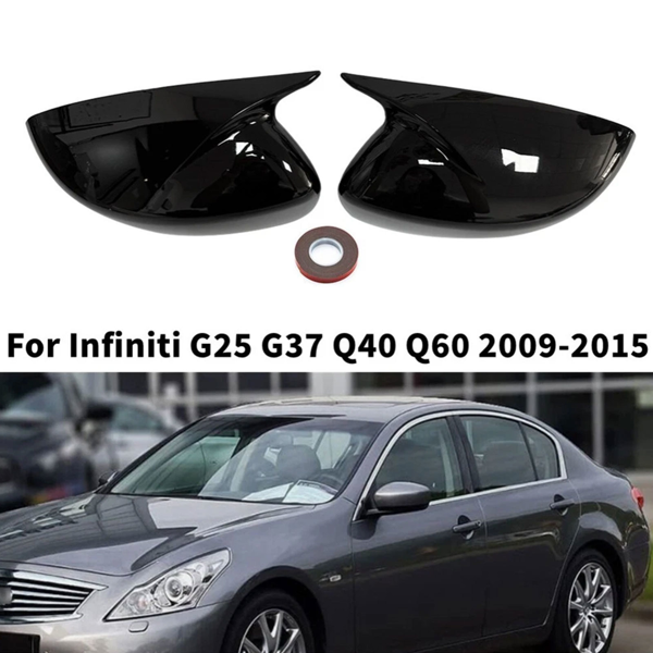 适用于英菲尼迪 G25 G37 Q40 Q60 2009-2015 亮黑色侧后视镜盖-18