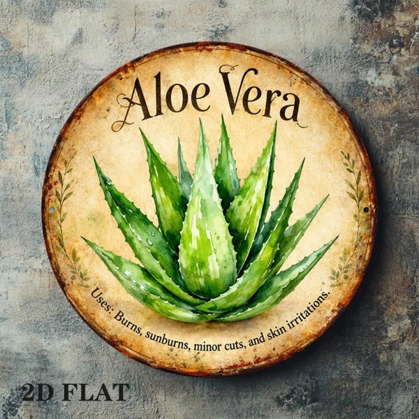 CIFbuy 8×8 英寸复古芦荟墙面标牌，“寓意舒缓灼伤” 平面装饰挂牌，寓意舒缓灼伤、肌肤不适（TikTok, temu 自提物流）-8