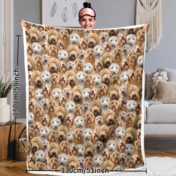 自产羊羔绒毛毯 密集可卡布犬 130x150cm-7