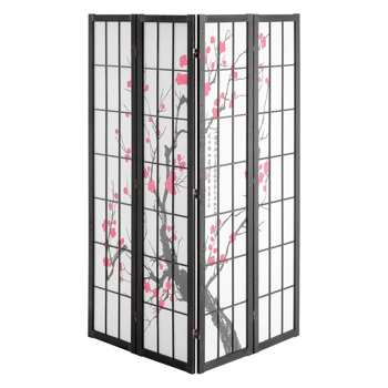 4格日式屏风，室内用木质折叠式隐私屏风，便携式隔断，适用于家庭、办公室、餐厅等场所的房间分隔和装饰（Walmart仓库发货）