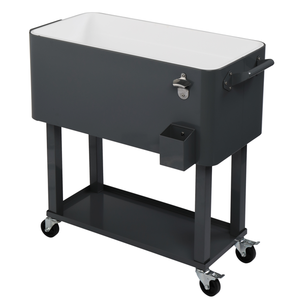 【同款编码：56824091】80QT 深灰色 冷冻保温推车 87.5*91*38.5cm 长方形 塑料箱体 铁脚管 冷冻保温-20