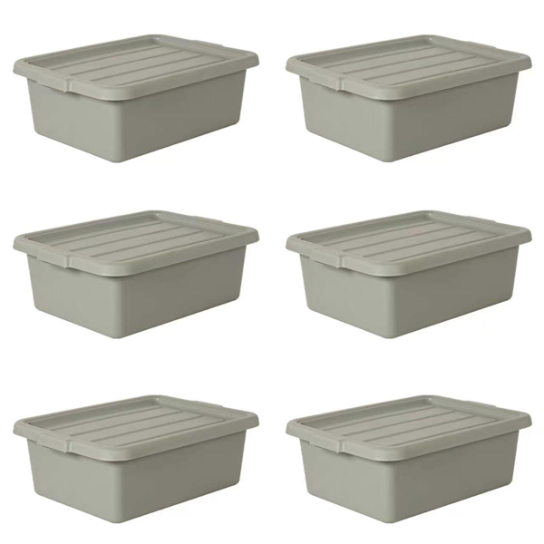 6只装 20" x 15" x 7" 9加仑肉类周转箱，带盖商用肉类收纳桶，食品级塑料多功能收纳箱，适用于洗碗、厨房备餐及餐厅仓储的重型实用容器 —— 灰色(不支持self-pick up且不支持指定仓库发货)-3
