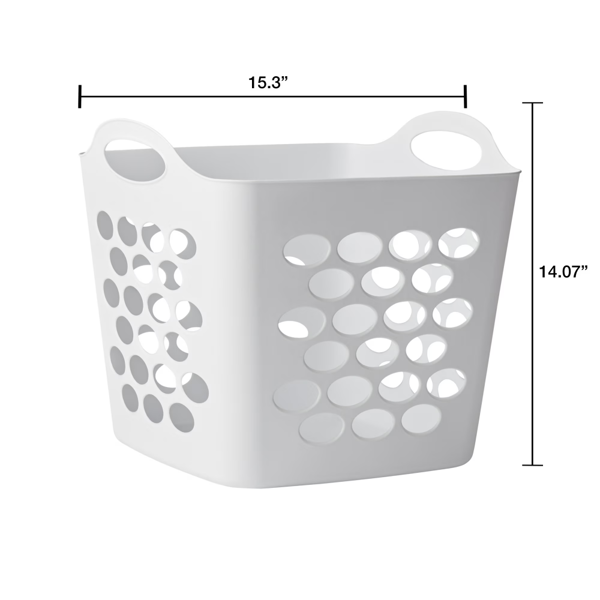 （4件套）塑料洗衣篮，柔性方形，带把手透气，白色（Walmart仓库发货）-2