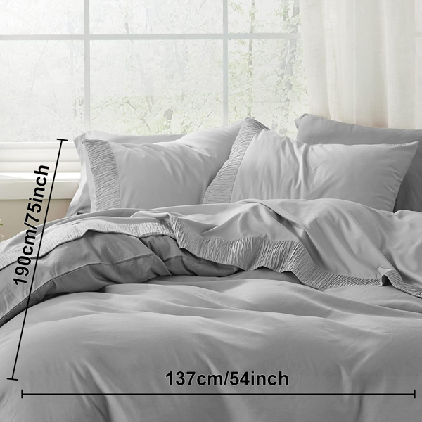 剪刀压花床单床笠4套件137cm*190cm 浅灰色（temu仅可自提）-7