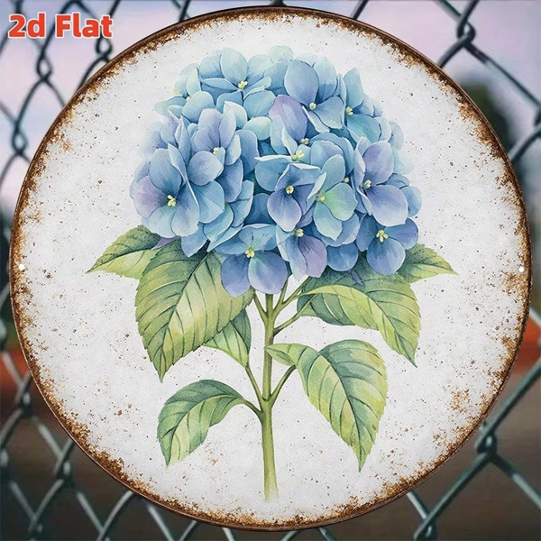CIFbuy 1 个 8×8 英寸复古蓝绣球圆形标牌，“厨房花园适用” 平面装饰挂牌，厨房花园适用（TikTok, temu 自提物流）-4