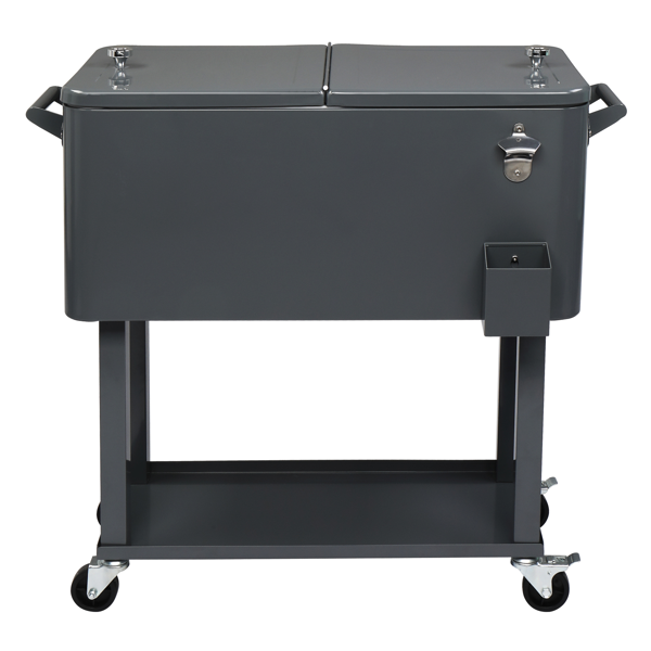 【同款编码：56824091】80QT 深灰色 冷冻保温推车 87.5*91*38.5cm 长方形 塑料箱体 铁脚管 冷冻保温-36