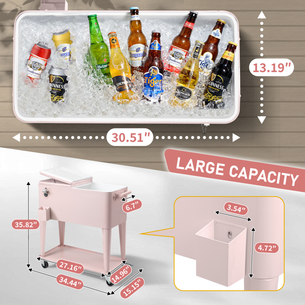 【同款编码：26565530】80qt 粉色 冷冻保温推车 87.5*39*91cm 长方形 塑料箱体 冷冻保温-17