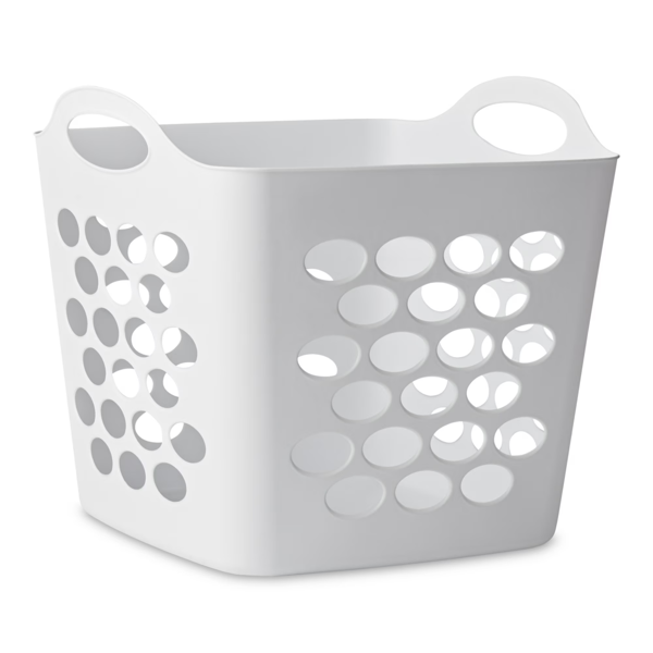 （4件套）塑料洗衣篮，柔性方形，带把手透气，白色（Walmart仓库发货）-3