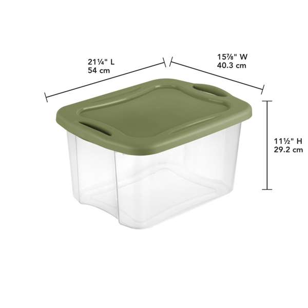 （2件套）40夸脱中型储物箱，透明塑料储物容器，带全握把手，绿色(Walmart仓库发货）-2