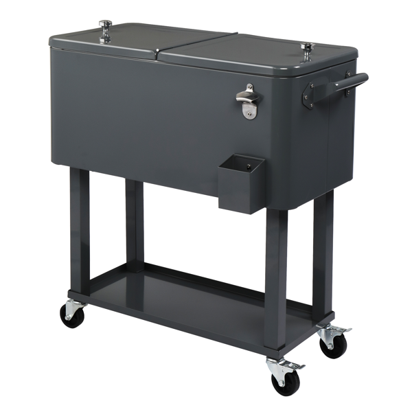 【同款编码：56824091】80QT 深灰色 冷冻保温推车 87.5*91*38.5cm 长方形 塑料箱体 铁脚管 冷冻保温-18