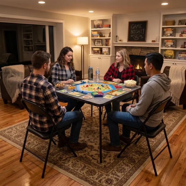 34英寸折叠式棋牌桌，方形便携式游戏夜餐桌，适用于露营，黑色    （Walmart仓库发货）-6