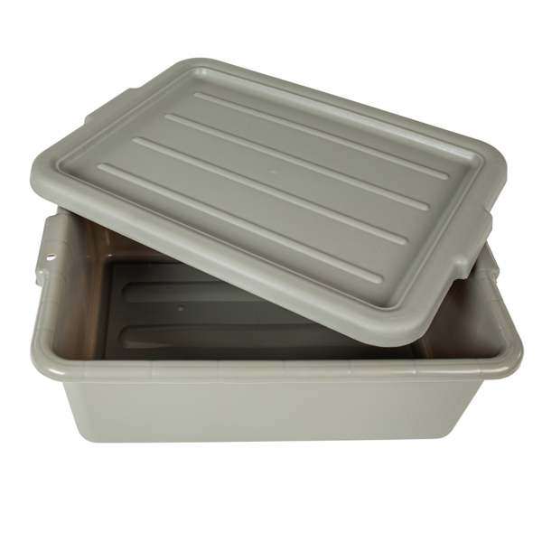 6只装 20" x 15" x 7" 9加仑肉类周转箱，带盖商用肉类收纳桶，食品级塑料多功能收纳箱，适用于洗碗、厨房备餐及餐厅仓储的重型实用容器 —— 灰色(不支持self-pick up且不支持指定仓库发货)-6