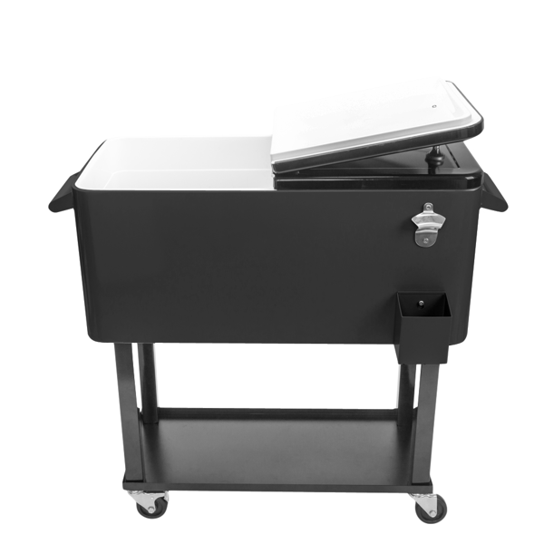 【同款编码：82483437】80qt 黑色箱体 黑色脚管 冷冻保温推车 91*87*48cm 长方形 铁 带排水管-15