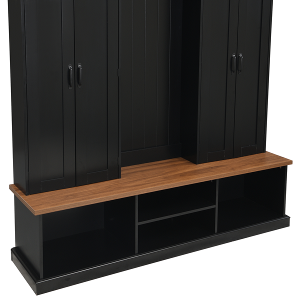 VIBE HAUS 62.2英寸宽玄关衣帽架（带长椅、3个顶部储物格及底部储物空间），美式农舍风格衣帽架（配挂钩与柜体），适用于玄关、走廊、门厅及客厅-7