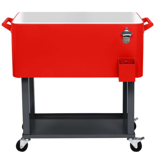 【同款编码：51991387】80qt 红色箱体 黑色脚管 冷冻保温推车 91*87*48cm 长方形 铁喷塑 带排水管-28