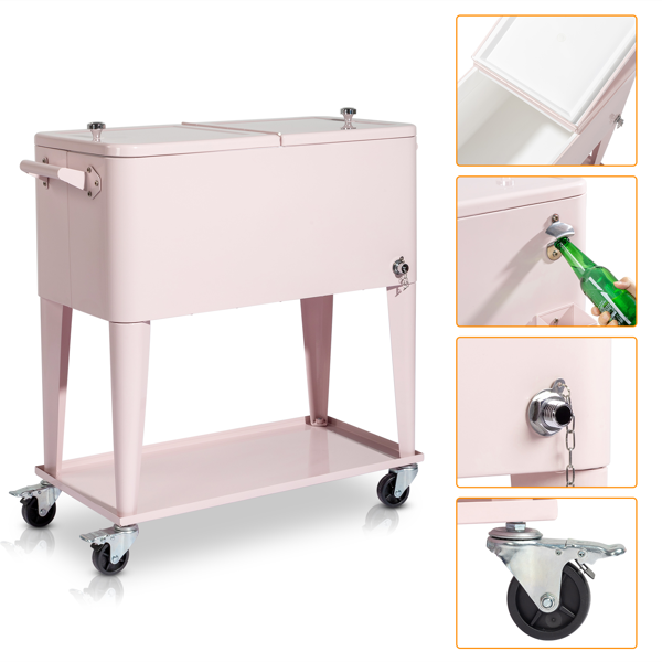 【同款编码：26565530】80qt 粉色 冷冻保温推车 87.5*39*91cm 长方形 塑料箱体 冷冻保温-8