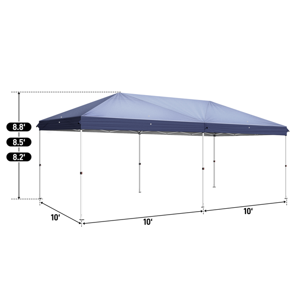 10X20FT 蓝色 6面纱网(6门) 折叠棚 210D牛津布 28/22MM脚管 10X20MM交叉杆(加中间塑料件) 白色喷塑铁管 配拎包-2