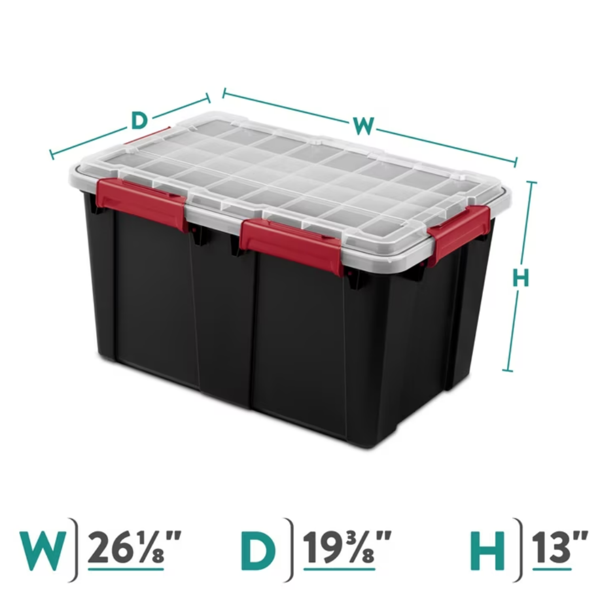 （2件套）20加仑防水塑料储物箱，带盖、密封垫和耐用锁扣，黑色(Walmart仓库发货）-3