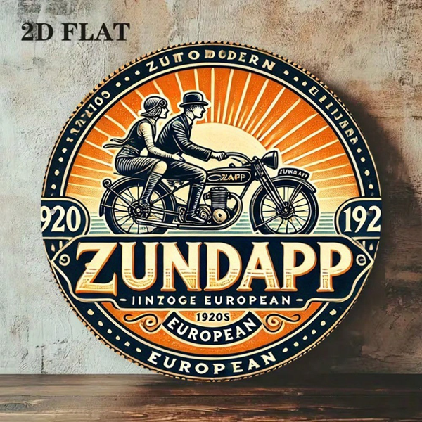 CIFbuy 1 个 8×8 英寸 2D 平面圆形标牌，“年代尊达普欧式复古摩托车铁皮挂牌” 年代尊达普欧式复古摩托车铁皮挂牌（TikTok, temu 自提物流）-5