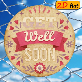 CIFbuy 1 个早日康复礼品挂牌，“” 英寸圆形铝制墙面饰牌，粉米色花卉爱心图案（TikTok, temu 自提物流）