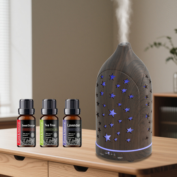 家用香薰精油扩香机，七色 LED 渐变灯光，超静音设计，卧室，办公室、舒缓放松场景适用-11