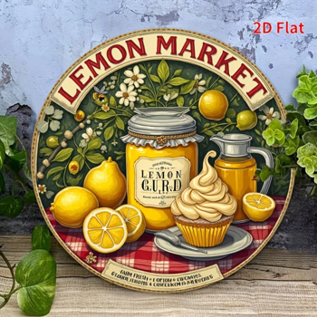 CIFbuy 1 个 20×20 厘米复古柠檬铁皮标牌，“” 厘米复古柠檬铁皮标牌，复古黄柠檬纸杯蛋糕金属墙面装饰（TikTok, temu 自提物流）
