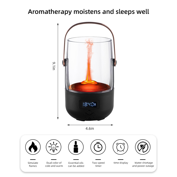 复古火焰香薰机 古铜色 礼品 | 200 毫升加湿器，三档定时、氛围灯效、缺水自动保护-4
