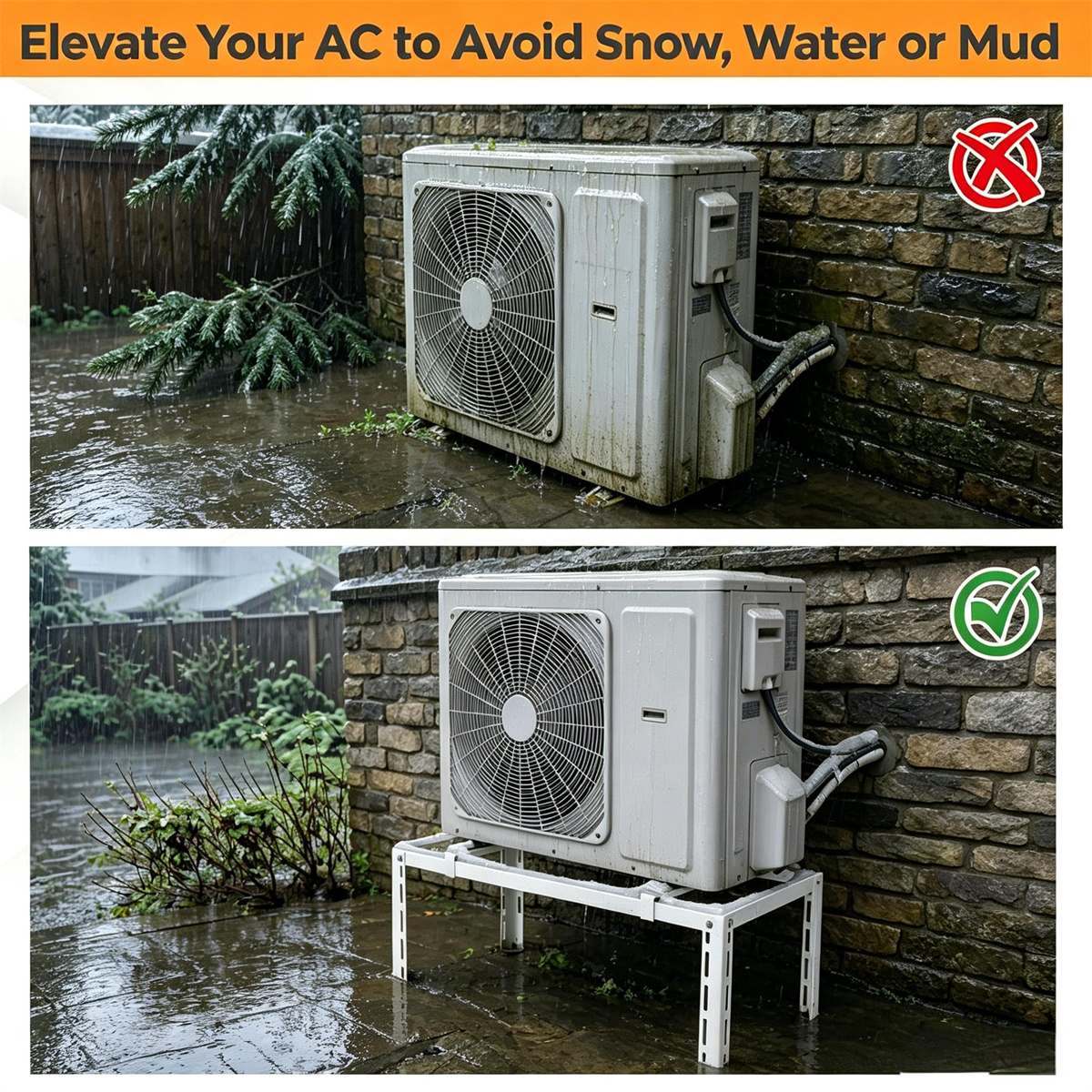 Adjustable Mini Split Ground Stand, 400 lbs Heavy Duty AC Condenser Stand for 9000–36000 BTU Ductless Heat Pump view 3