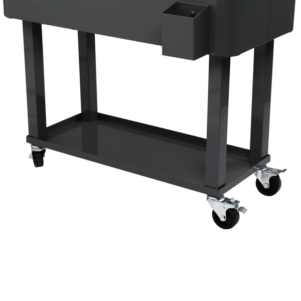 【同款编码：56824091】80QT 深灰色 冷冻保温推车 87.5*91*38.5cm 长方形 塑料箱体 铁脚管 冷冻保温-12