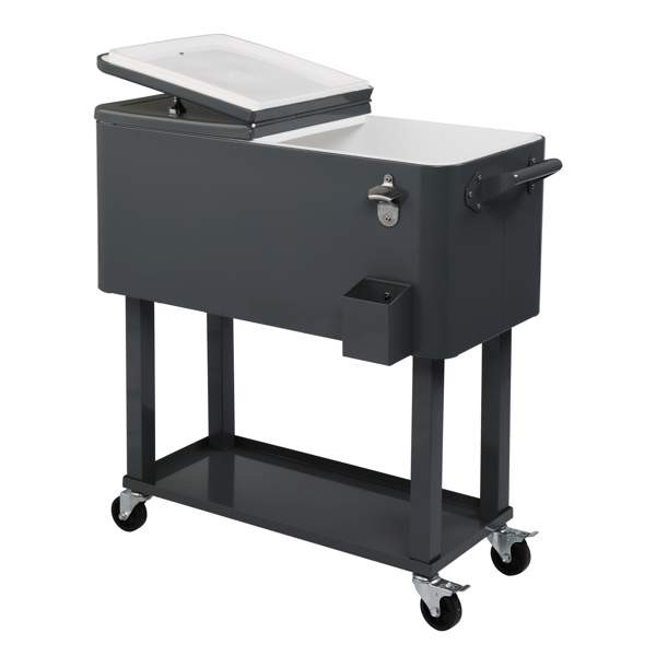 【同款编码：56824091】80QT 深灰色 冷冻保温推车 87.5*91*38.5cm 长方形 塑料箱体 铁脚管 冷冻保温-16