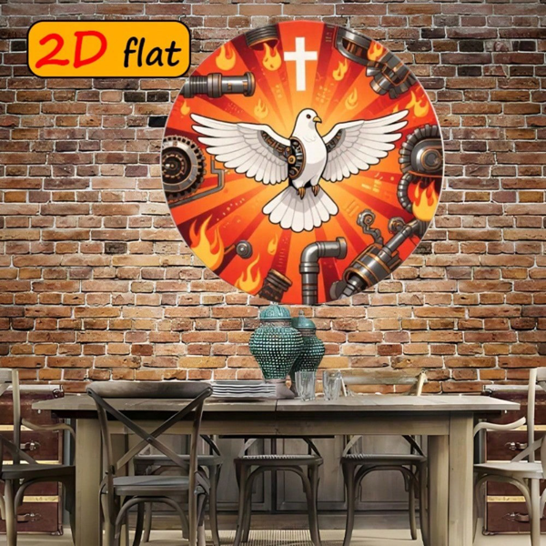 CIFbuy 1 个 7.87×7.87 英寸圆形铝制标牌，“7” 英寸圆形铝制标牌，白鸽机械风图案挂牌（TikTok, temu 自提物流）-6