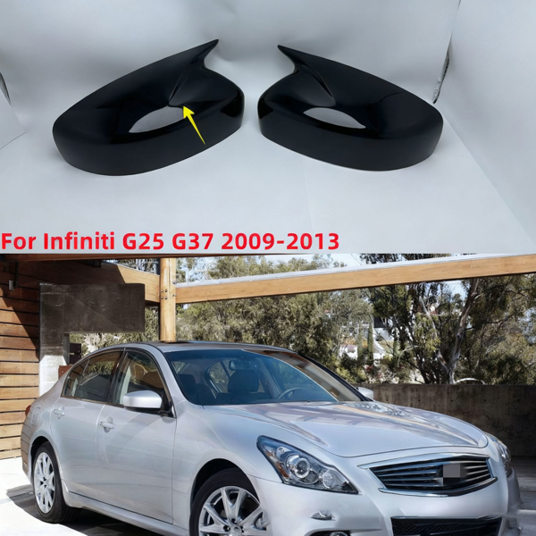 适用于英菲尼迪 G25 G37 Q40 Q60 2009-2015 亮黑色侧后视镜盖-19