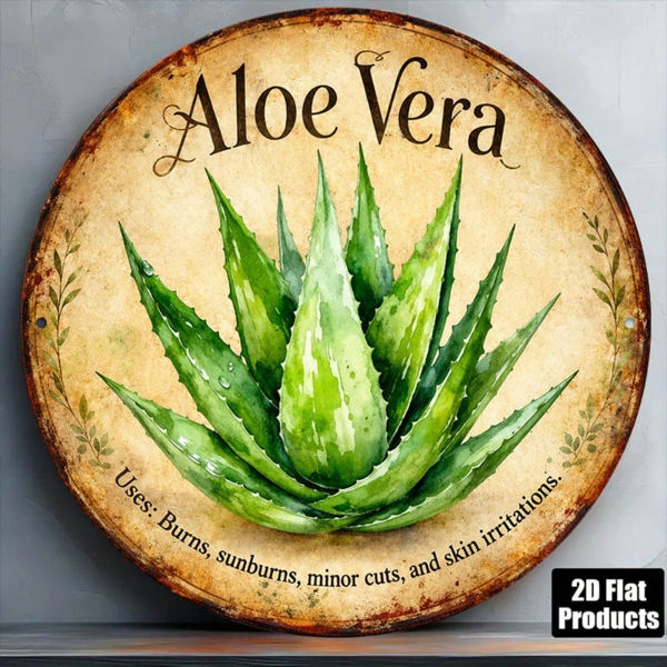 CIFbuy 8×8 英寸复古芦荟墙面标牌，“寓意舒缓灼伤” 平面装饰挂牌，寓意舒缓灼伤、肌肤不适（TikTok, temu 自提物流）-11