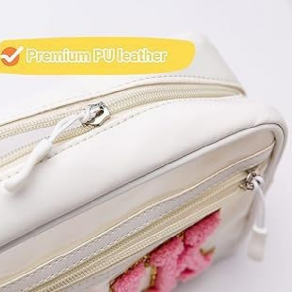 Black transparent visible makeup storage bag, colored STUFF letters, waterproof portable toiletry bag-3