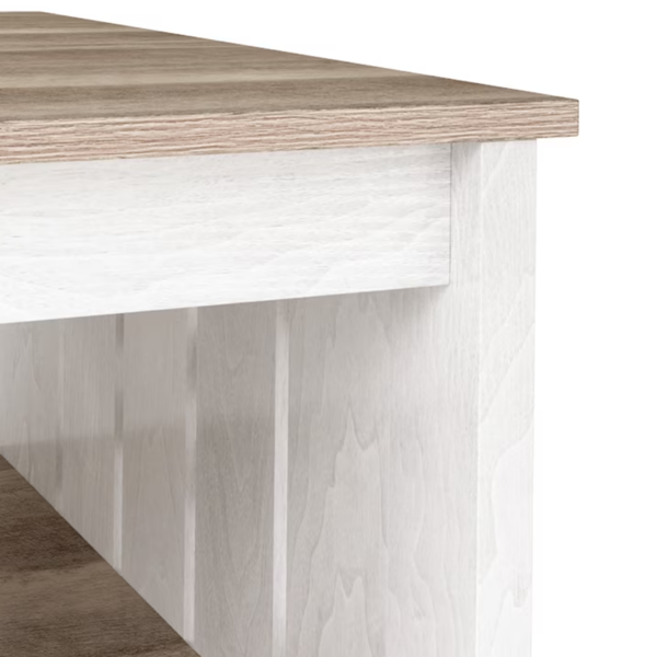 乡村风格农舍式咖啡桌，带半开放式储物空间，客厅用方形乡村木质鸡尾酒桌，灰色水洗处理 （Walmart仓库发货）(同一地址限购五单)-4