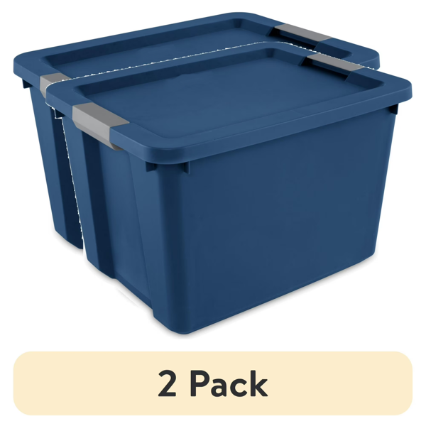 （2个装）20加仑大容量储物箱，带锁盖的塑料储物容器，蓝色(Walmart仓库发货）-1