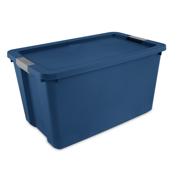 （2件套）34加仑超大储物箱，带锁盖的塑料储物容器，蓝色   （Walmart仓库发货）-4