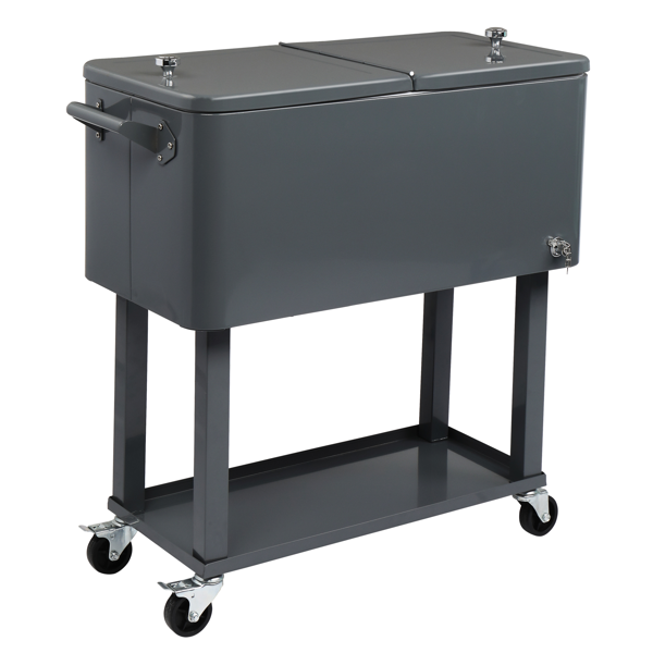 【同款编码：56824091】80QT 深灰色 冷冻保温推车 87.5*91*38.5cm 长方形 塑料箱体 铁脚管 冷冻保温-31