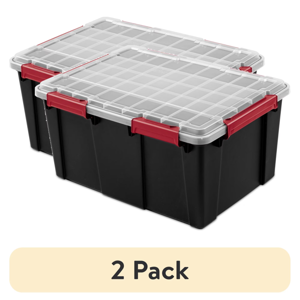 （2件套）20加仑防水塑料储物箱，带盖、密封垫和耐用锁扣，黑色(Walmart仓库发货）-1