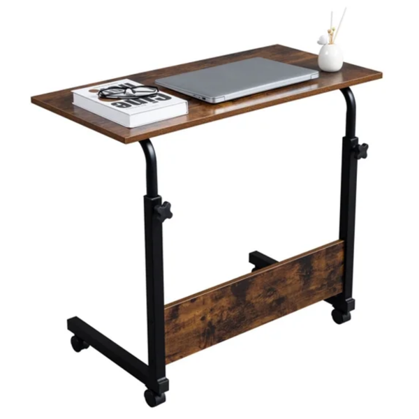 可调节高度带轮子的复古P2刨花板钢制移动边桌，尺寸为31.5x15.7英寸(同一地址限购五单)-3