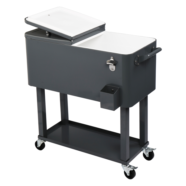 【同款编码：56824091】80QT 深灰色 冷冻保温推车 87.5*91*38.5cm 长方形 塑料箱体 铁脚管 冷冻保温-24