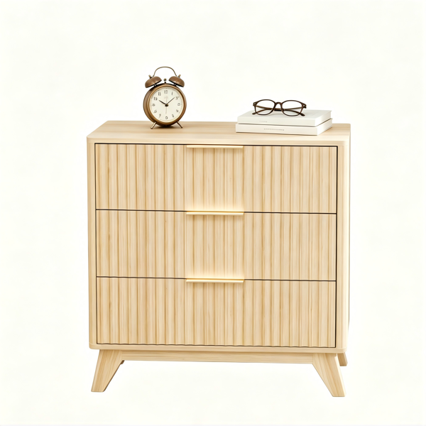 3抽格栅抽屉柜 斗柜床头柜 80*39*75cm 橡木色-2