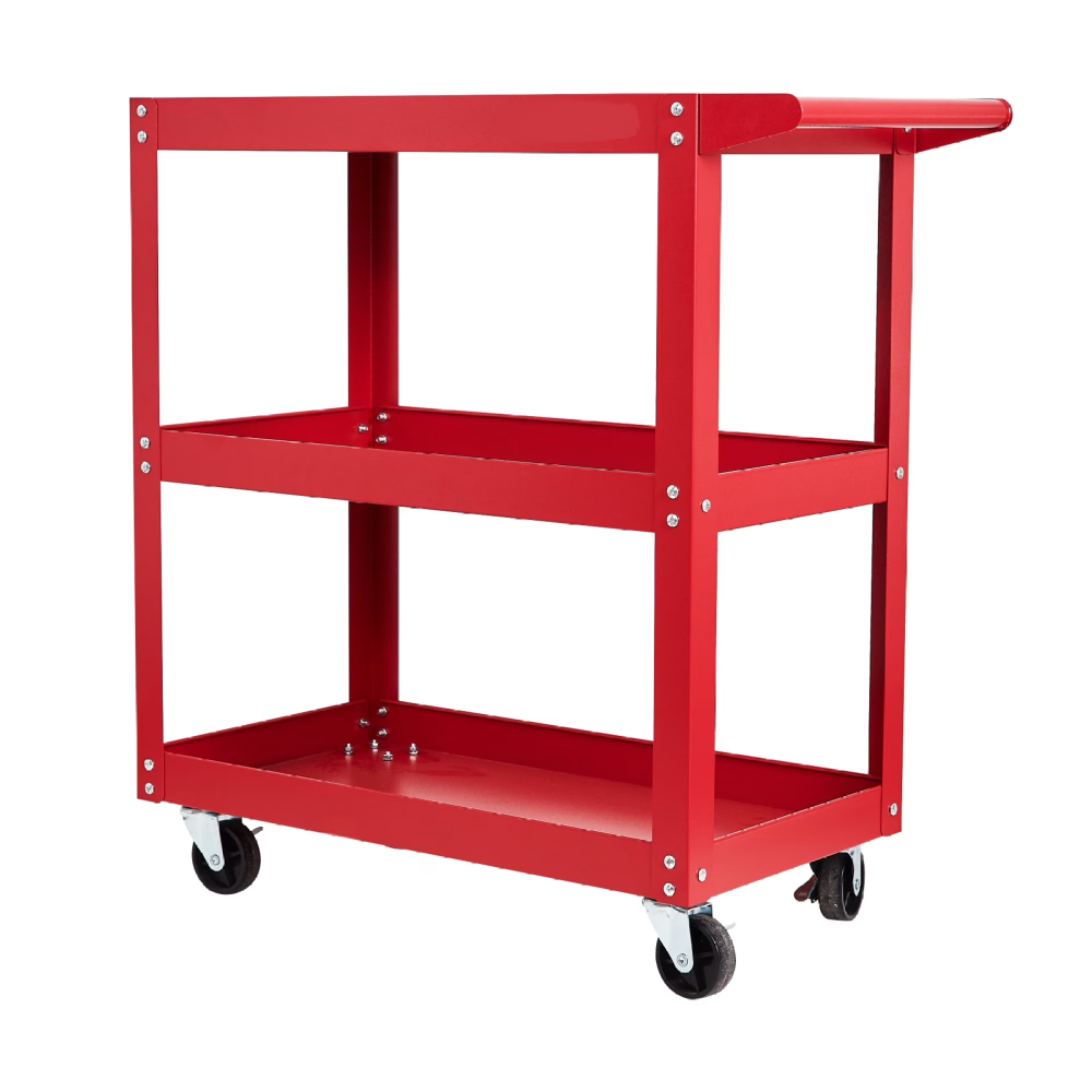 3-Tier Rolling Tool Cart Utility Cart on Wheels, 450 lb Heavy Duty Rolling Tool Cart for Warehouse, Garage view 1
