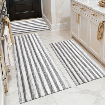 三件套厨房地毯，防滑可水洗，抽象图案厨房走廊地毯，柔软舒适，适用于水槽、地板、入口、走廊和浴室。