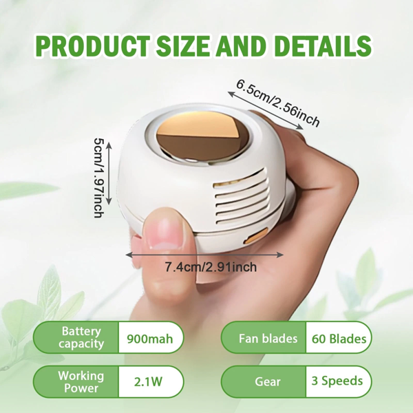 便携式夹式小型静音无叶风扇 USB充电 三档迷你风扇家用户外小风扇 (美国站点物流仅支持发USPS，TK/TEMU仅自提)-4